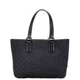 グッチ GGキャンバス トートバッグ ショルダーバッグ 113017 ブラック キャンバス レザー レディース GUCCI 【中古】